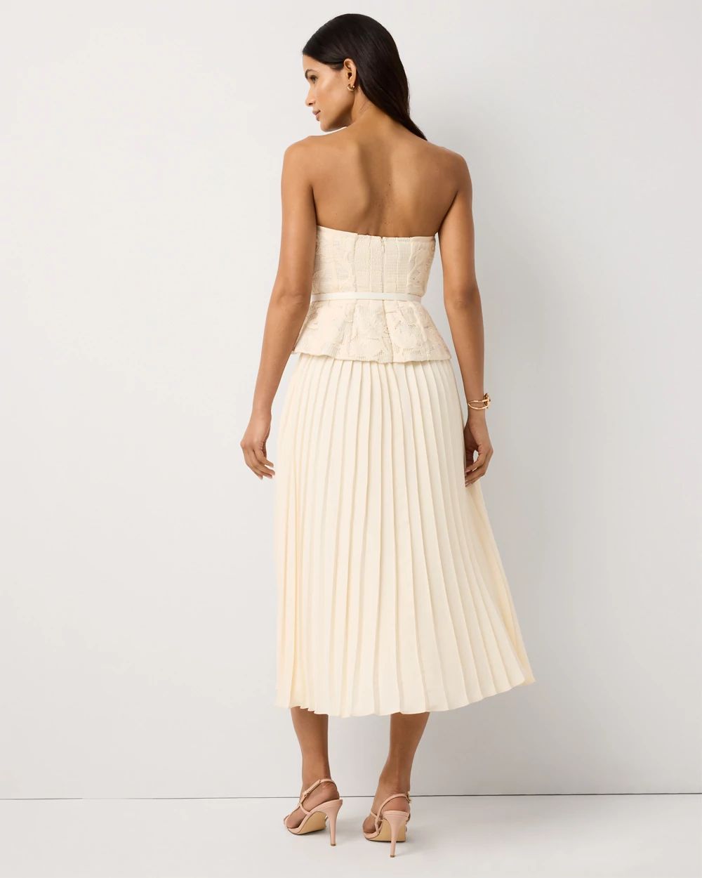 Bustier Pleated Midi Dress | White House Black Market